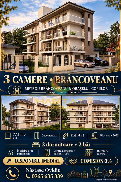 Apartament nou cu 3 camere Brancoveanu