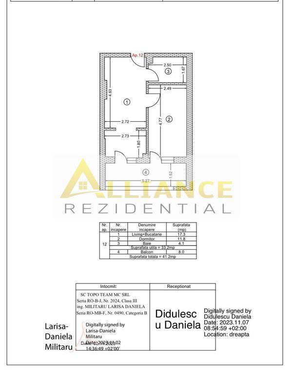 Apartament 2 camere tip studio