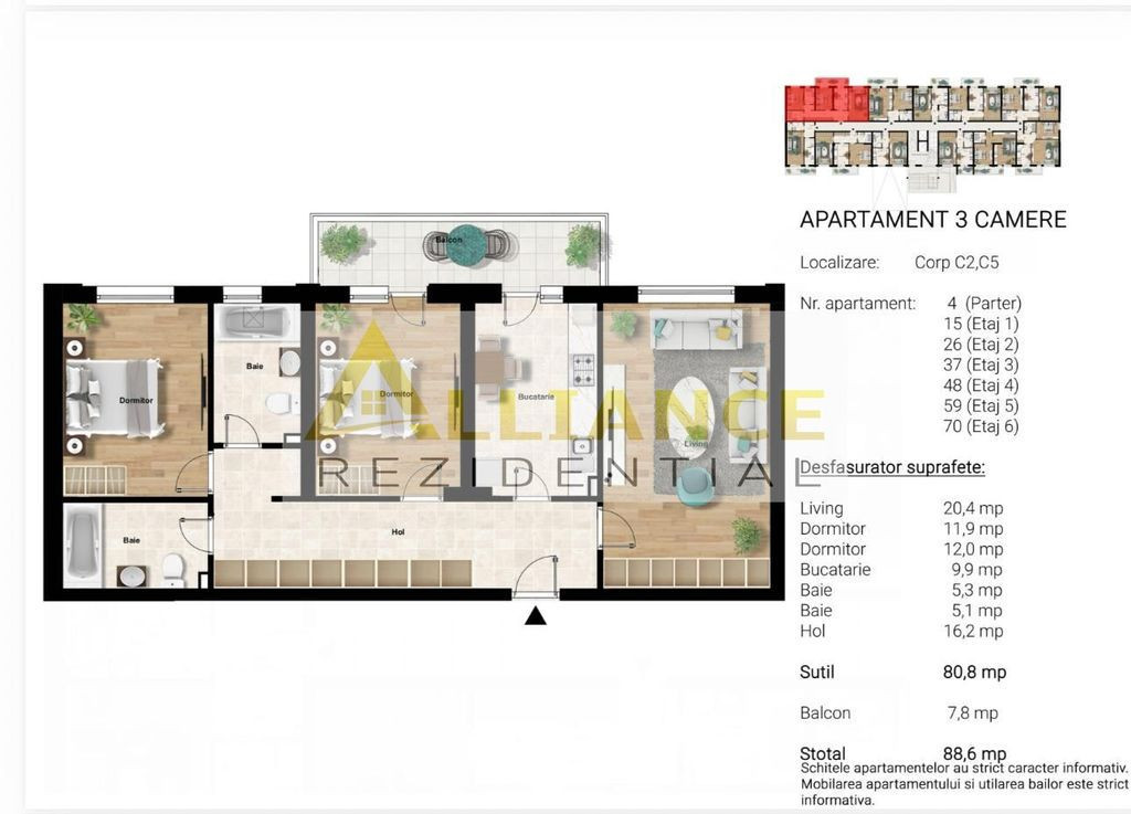 Metrou Berceni Popesti Apartament 3 Camere 89 mp