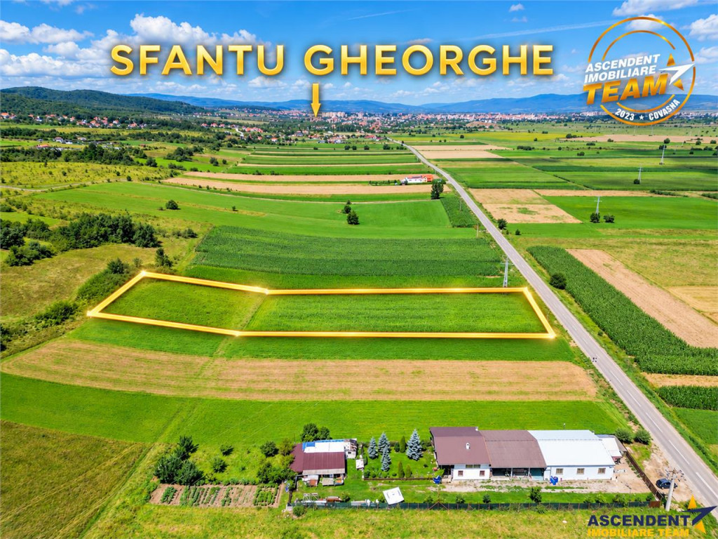 Teren intravilan 7.400mp, PUZ, acces DJ, 10km de Sf. Gheorge