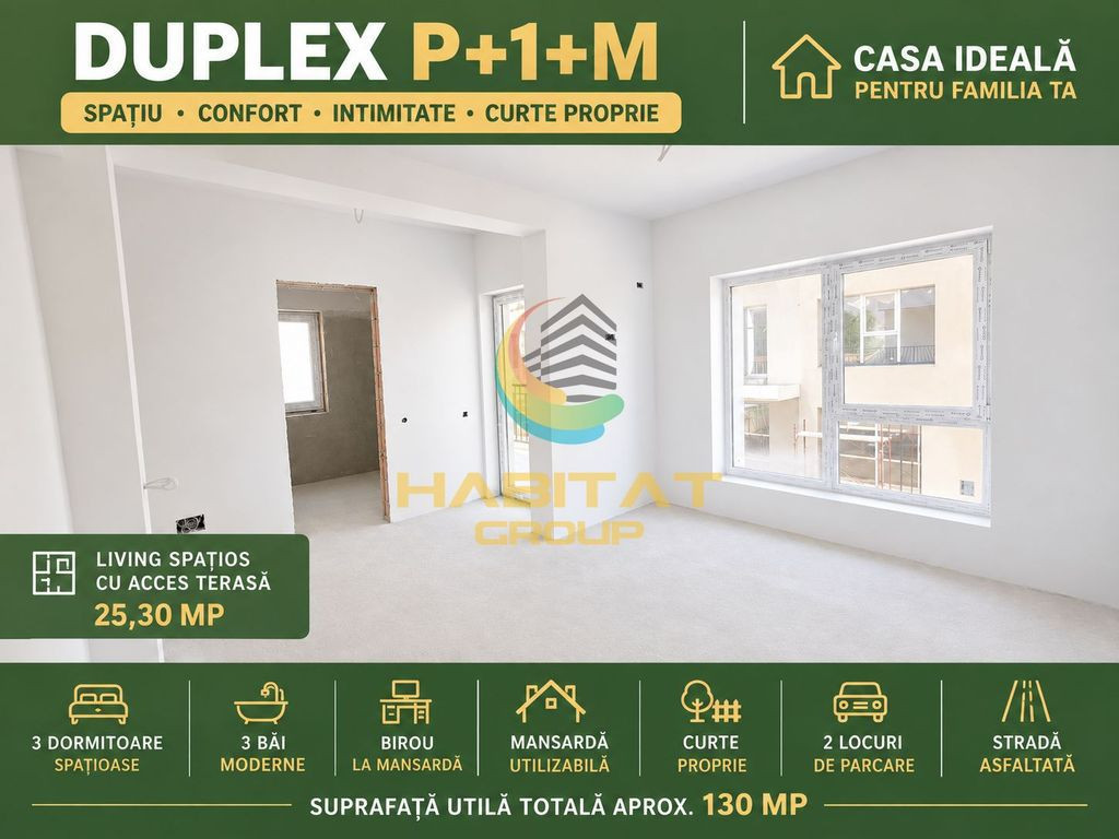 Vânzare DUPLEX 5 camere 133 mp Popești Leordeni