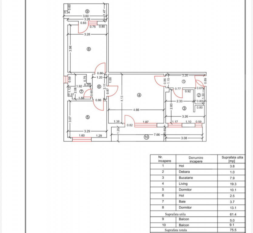 Apartament 3 camere, 61.40 mp, zona Craiovița Nouă
