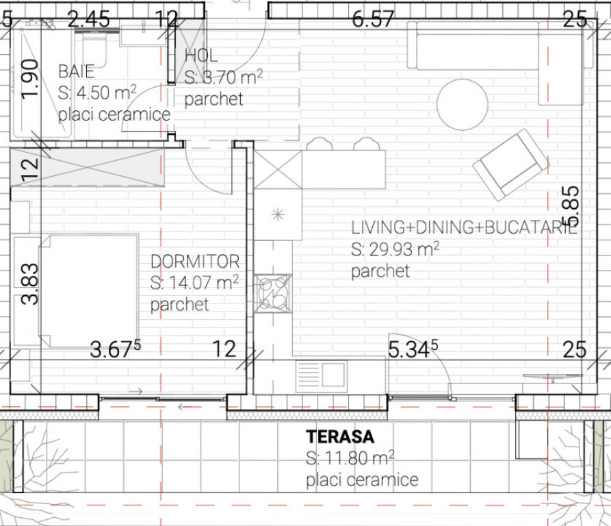 Apartament 2 camere | 52 mp utili + terasă 11,8 mp | Mară?