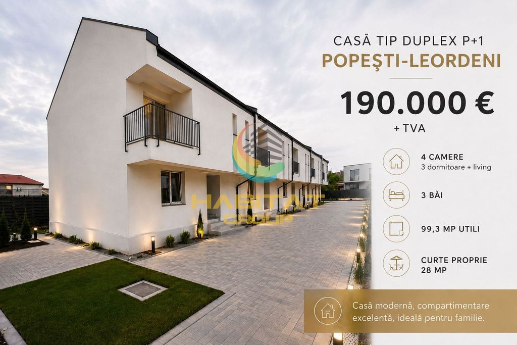Vânzare Casa Înșiruită | 118 mp | P+1 | Popești Leordeni