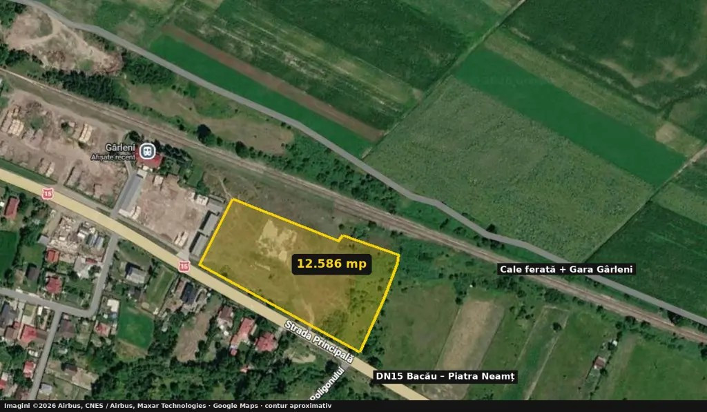 Teren industrial 12.586 mp, DN15 + cale ferata, Garleni - licitatie