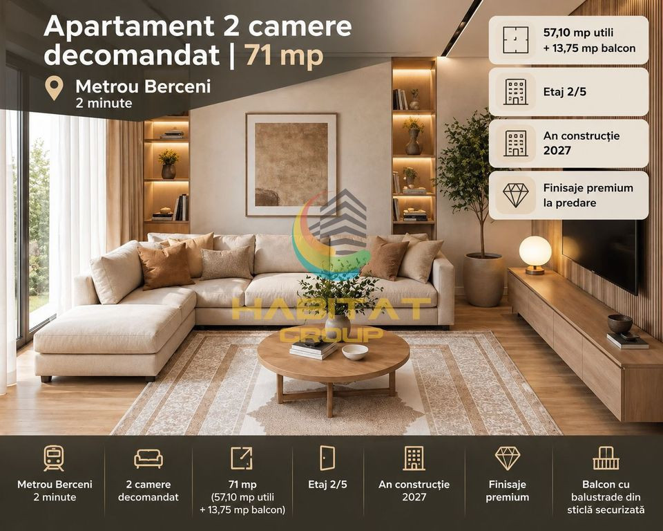 Vânzare Apartament 2 camere 71 mp - lângă Metrou Berceni
