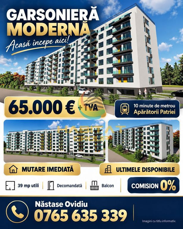 Garsonieră modernă Mutare imediată 10 minute de metrou Comision 0%
